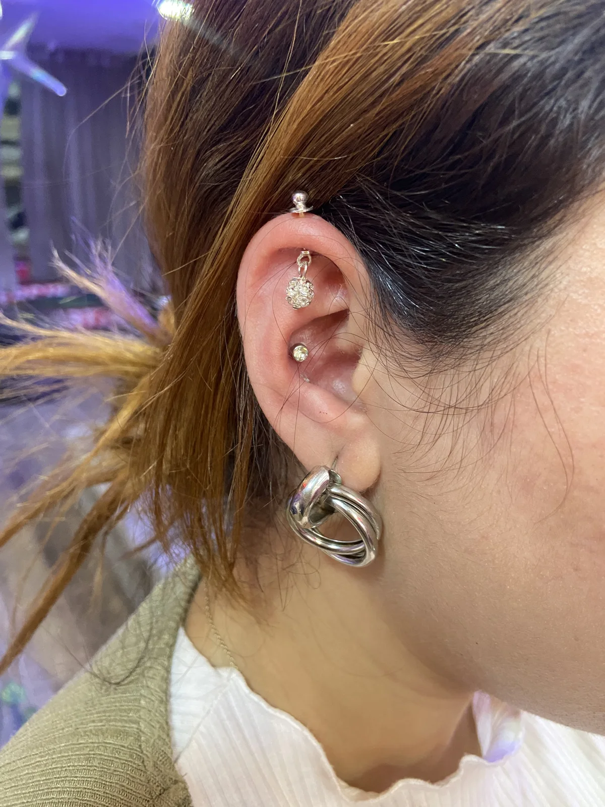 Ear piercing work at Sid Ink Tattoo, Sarojini Nagar Delhi